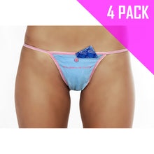 Load image into Gallery viewer, BABY BLUE | SMUGGLING DUDS FEMALE STASH POCKET THONG - 4 PACK

